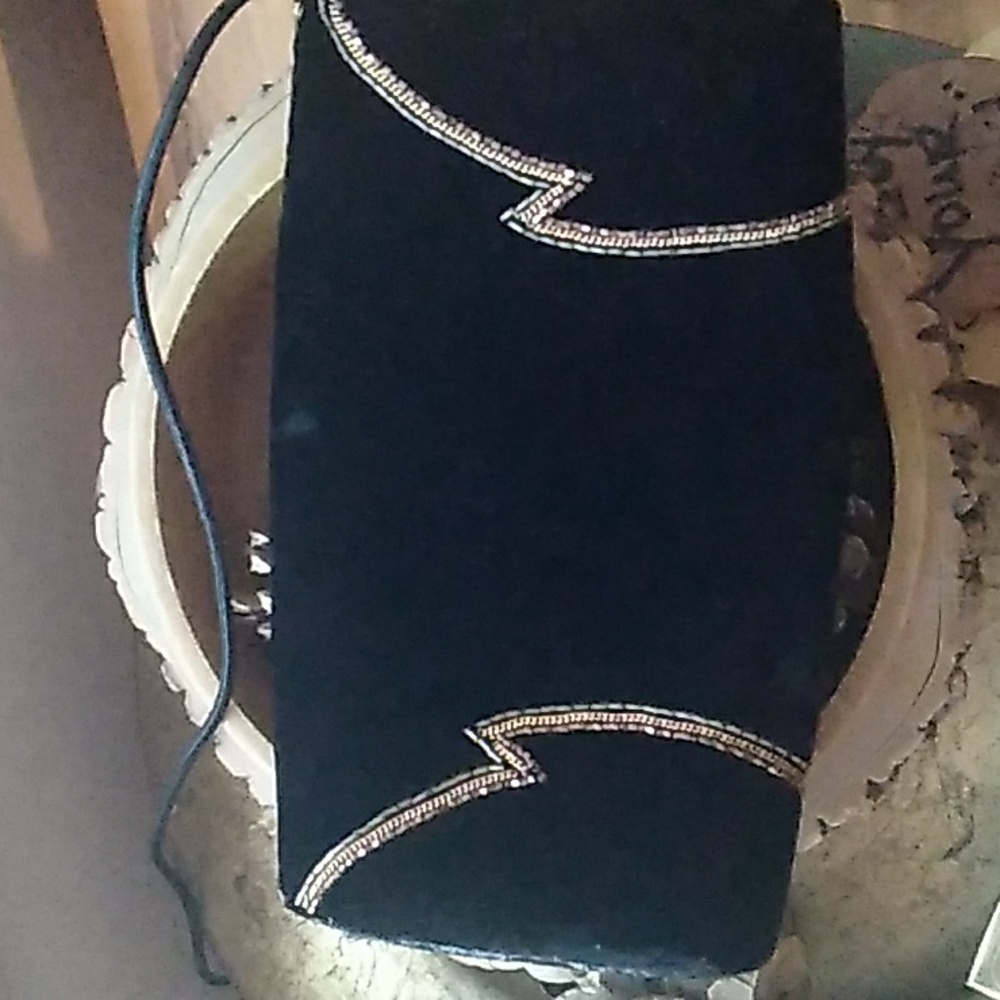 ⚜  Vintage BLACK VELVET CLUTCH BEADED  VNVC - Picture 2 of 16